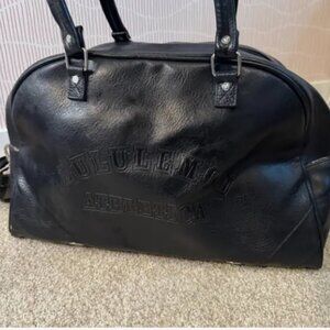 Lululemon black leather "athletica" tote back